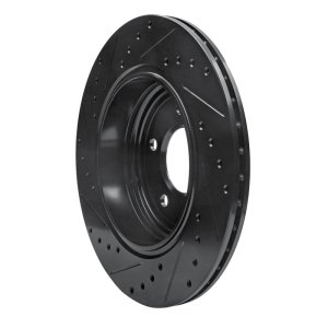 BMW 530I Brake Rotor (1) - Rear Right - R1 Concepts - Drilled & Slotted - Black - `04-`10